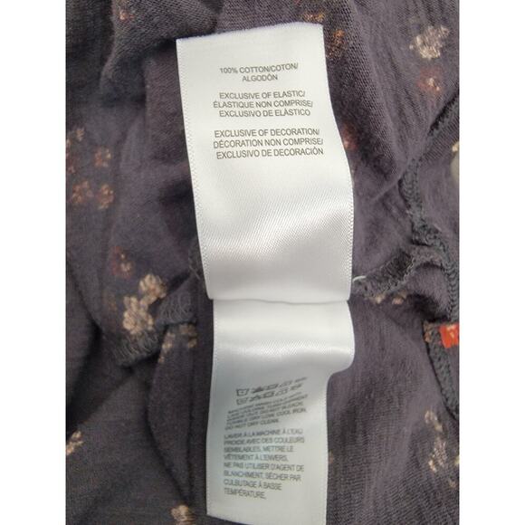 Lucky Brand Babydoll Top SZ Small Gray Floral Bohemian Peasant Long Sleeves - Picture 9 of 10